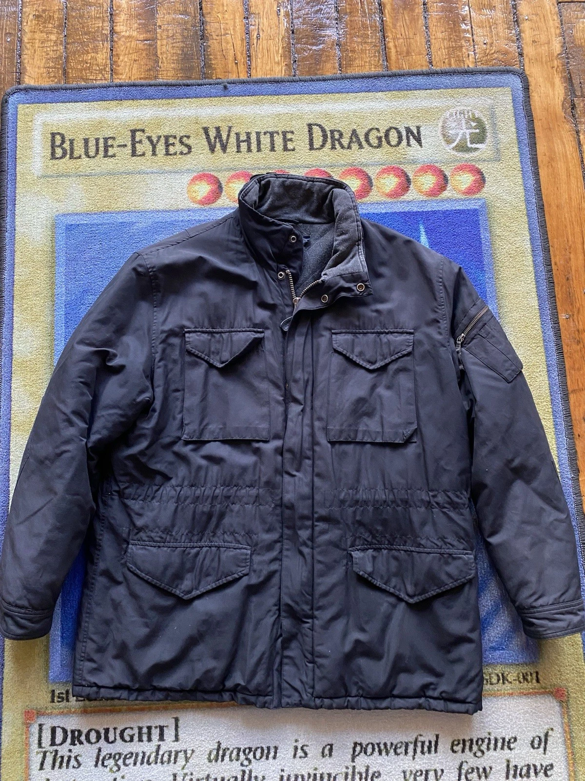 Vintage Polo Ralph Lauren Utility Field Coat Jacket Men's XL Black Lined Quilted