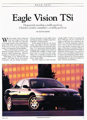 1993 Eagle Vision TSi - Road Test - Classic Article D79 | eBay