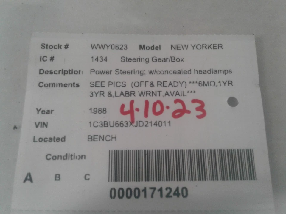 Used Rack and Pinion Assembly fits: 1988 Chrysler New yorker (fwd) Power Rack an - Image 4 of 4