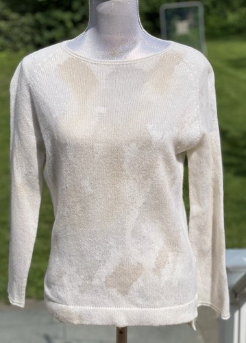 Ploumanac'h Women's Cashmere Blend Appin Camo Sand Storm Hand-painted Sweater M - Picture 9 of 15