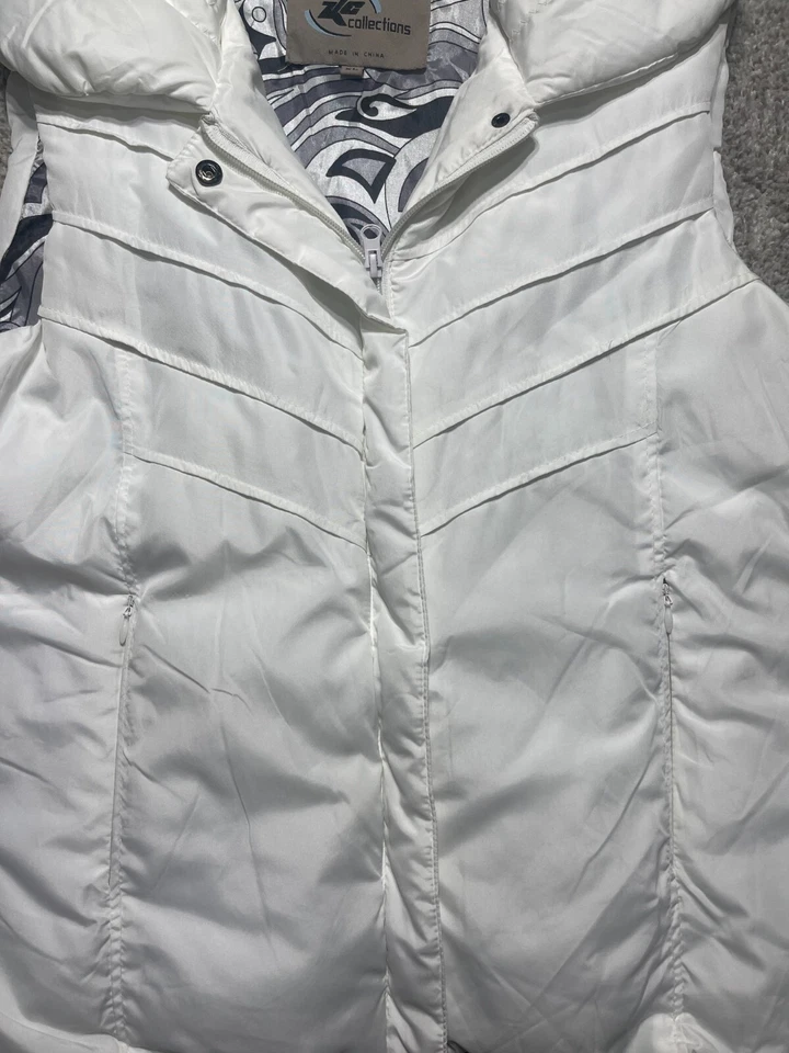 Kc Collections Vest Womens Extra Large White Puff Puffer Floral Inside - Image 2 of 4