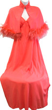 Vntge 2pc Womens Evening long length polyester coral sleeveless gown/shoulder M