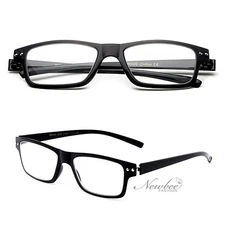 Clear Lens Glasses with Thin Flat Frame and Stylish Metal Stud Temple 