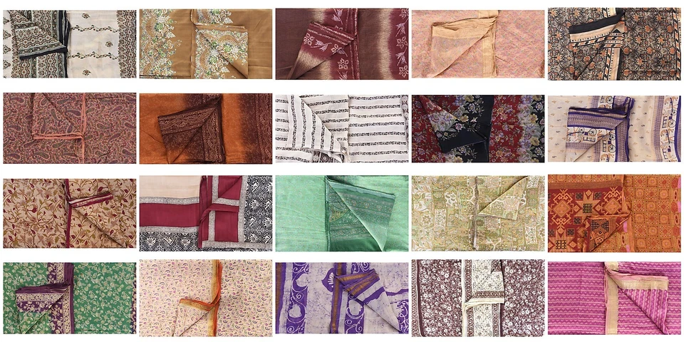 Vintage Indian Printed Pure Crepe Silk Saree Green Silk Fabric For Crafting Art - Image 2 of 2