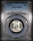 1943-S Washington Quarter graded MS64 by PCGS Better Date 25C Flashy
