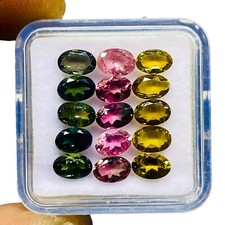 VVS 15 Pcs Natural Multi Tourmaline 6x4mm Oval Cut Loose Untreated Gemstones Lot
