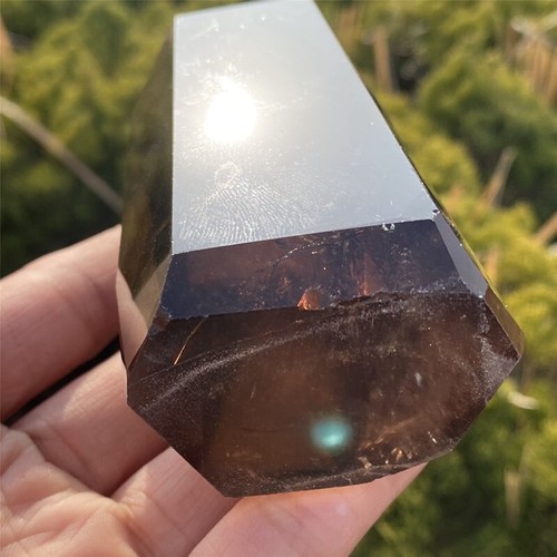 0.88LB Natural Smokey quratz Crystal Obelisk ReikiTower Crystal Wand Point - Picture 17 of 18
