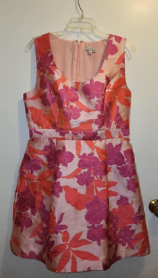 Eva Mendes - New York & Co A-Line Sleeveless Pockets - Pink/Orange Floral Large