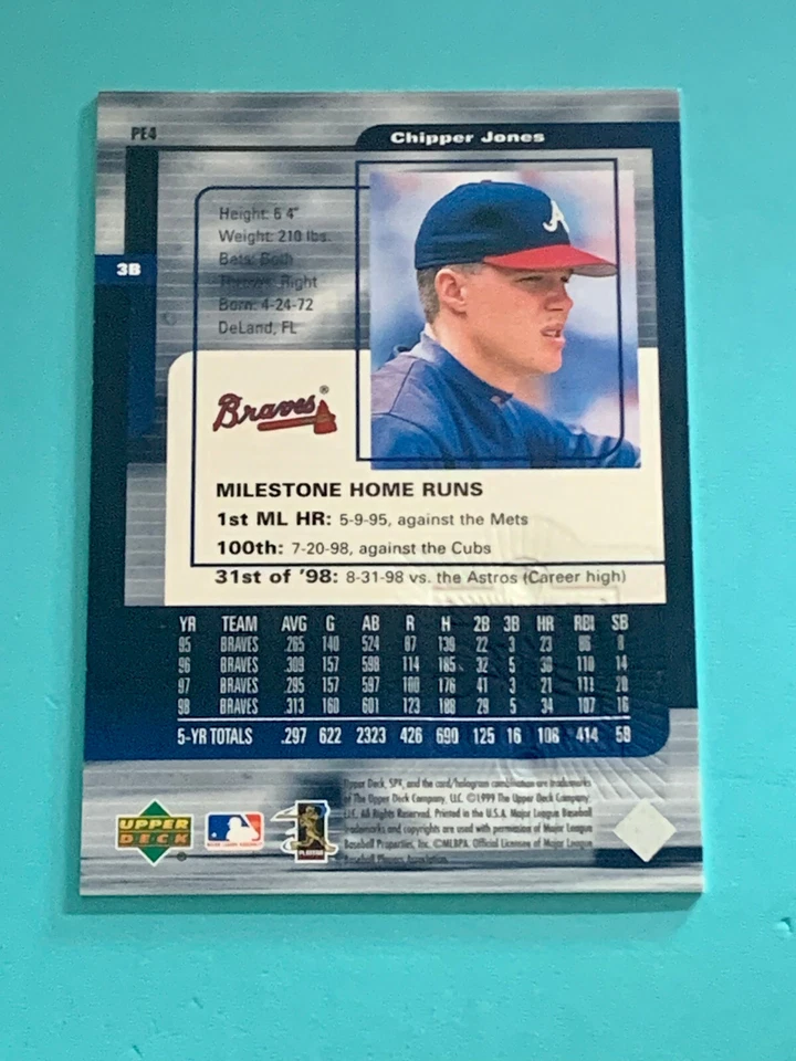 1999 SPx Power Explosion Insert Set #PE4 Chipper Jones - ATL Braves HOF Great M - Image 3 of 4