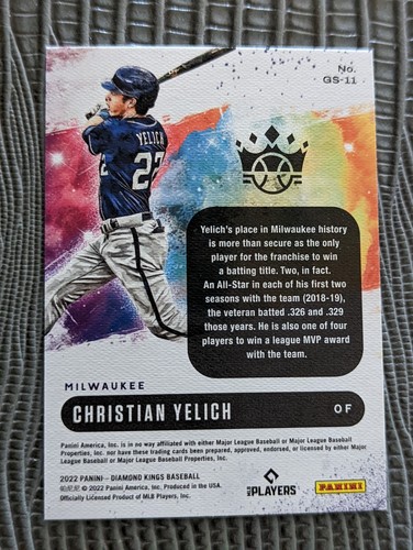 2022 Diamond Kings Gallery of Stars GS-11 Christian Yelich Milwaukee Brewers - Picture 2 of 2