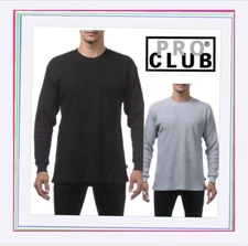 Pro Club Men's Heavyweight 100% cotton Long Sleeve Crew neck T-shirt Tee