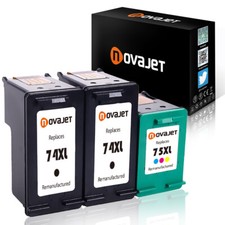 3 Packs 74XL Black Color Ink Cartridge For HP Photosmart C4210 C4272 C5260