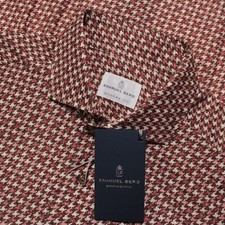 Emanuel Berg NWT Casual Button Down Shirt Size 41 16 M/L Brown/Red/Multi Cotton