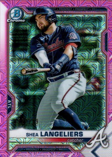 SHEA LANGELIERS 2021 Bowman Chrome Pink Mojo Refractor RC #BP-157 Atlanta Braves