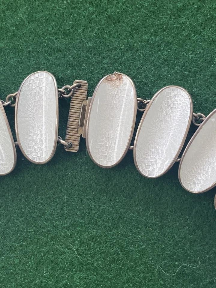 Collar Gargantilla Icónico Blanco David Andersen 925S Esmalte Esterlina Ovalos Foto 3 de 4