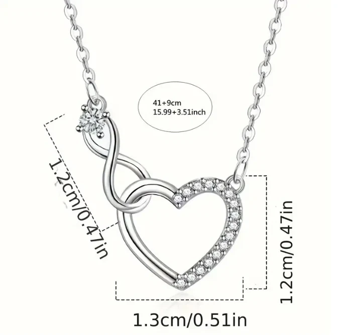 Collana Donna Cuore idea Regalo Elegante Gioiello Brillante Regalo Romantico - Immagine 4 di 4