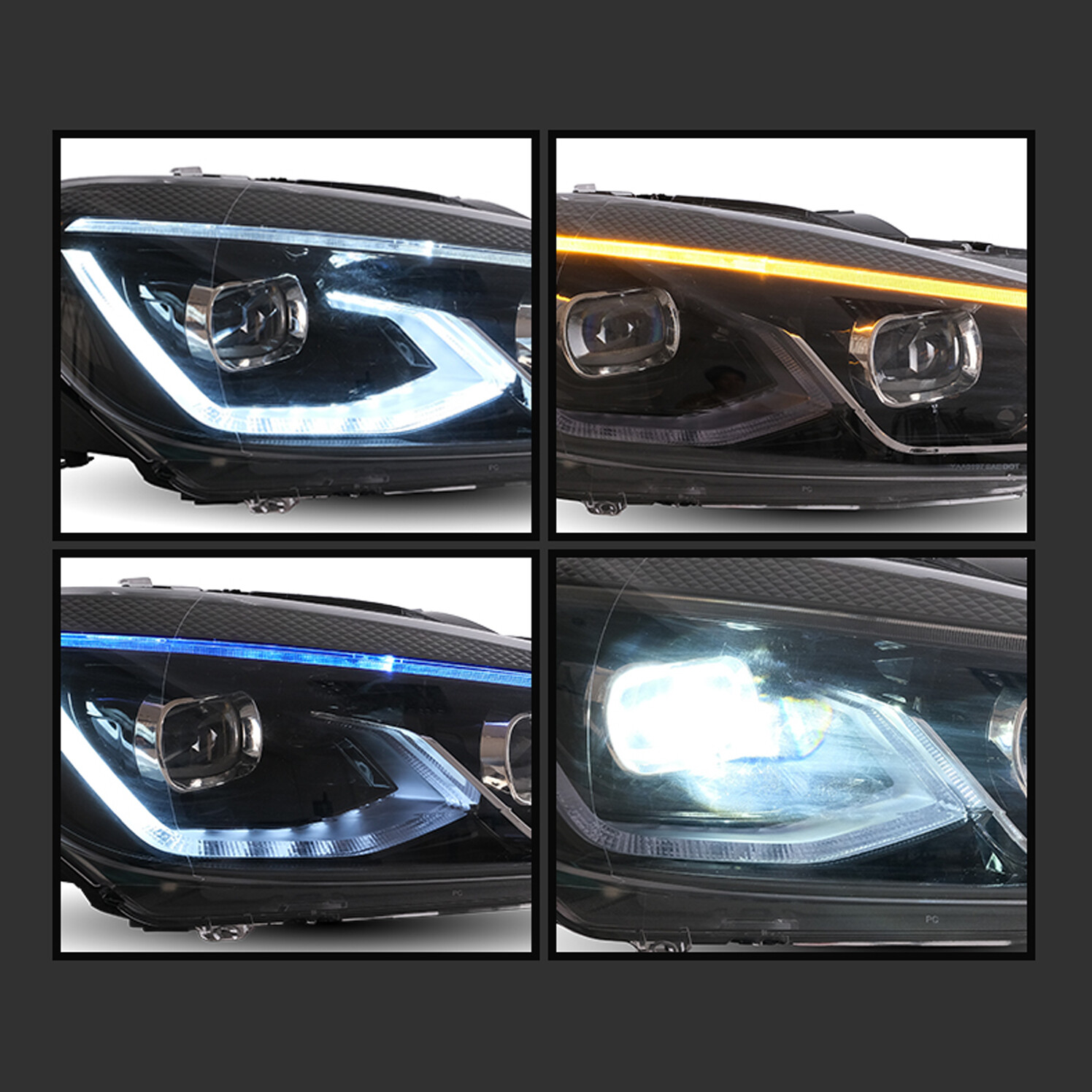 Full LED Headlights With Start-up Animation for 2010-2014 Golf MK6 w/ Sequential