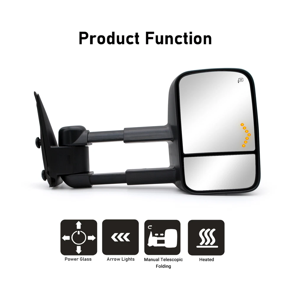 Par de espejos retrovisores eléctricos térmicos para Chevy Silverado Sierra 1500 2500 HD 1999-2002 Foto 2 de 4