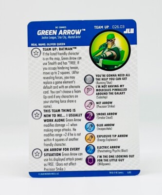 DC Heroclix Justice League Unlimited Set Green Arrow #026.03 Team-Up Card
