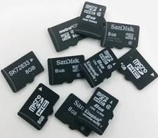 Lot of 10 - 8GB Used Mixed Brands MICRO SD Memory Cards (M-8GB)