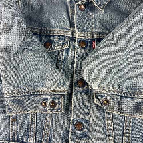 Y2K Levi's Jean Jacket Youth 5 Light Blue Faded Trucker Button Up Cotton Denim - Picture 5 of 17
