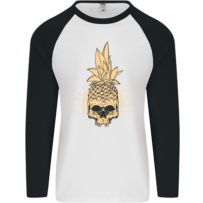 Pineapple Skull Gothic Biker Surfen Herren L/S Baseball T-Shirt