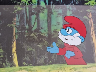 Hanna Barbera Original 1980er Vintage TV SCHLÜMPFE Animation Kunst Produktion Cel #409