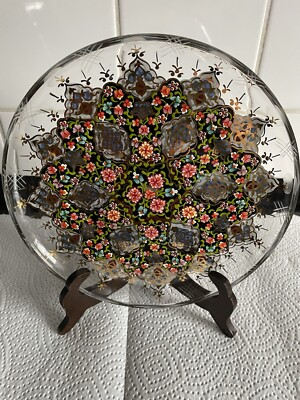 Kristallglas Teller  mit Blumenmuster  Glasteller Vintage Pasabahce Dekorativ 
