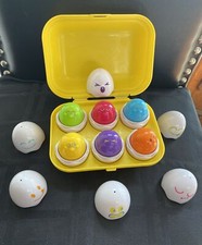 Vintage 1993 Tomy Hide Squeak Eggs Shape Color Sorting Chicks Egg Carton Toy