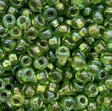 SIZE 8/0 LT OLIVINE S/L RAINBOW 28 Grams LOOSE GLASS SEED BEADS LOT