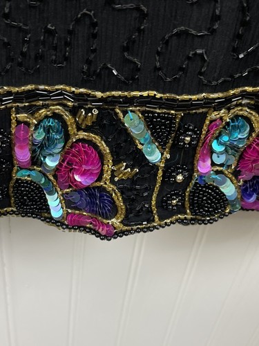 Roaman's Womens Vintage Silk Sequin Open Jacket Large - Picture 15 of 18