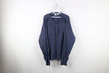 Vintage 90s Streetwear Mens Large Wool Blend Ribbed Marled Knit Henley Sweater