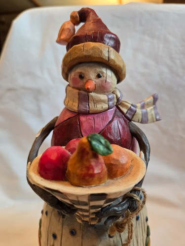 Figura muñeco de nieve Jim Shore Heartwood Creek Winters Bounty con frutero #Q - Imagen 6 de 13