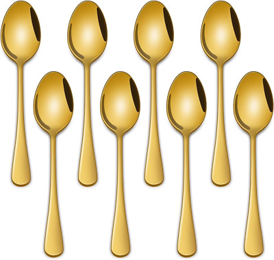 5.5'' Coffee Spoons,8 Pieces Stainless Steel Gold Tea & Coffee Spoon