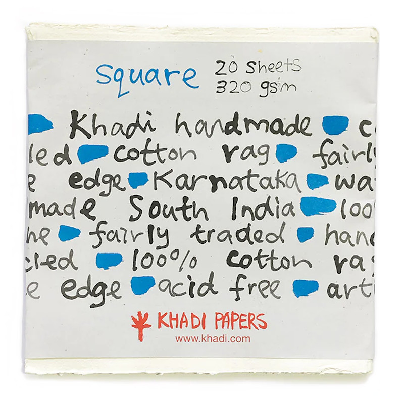 Khadi Papers White Rag 320gsm Square Paper Pack (20pc)