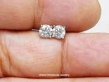 1 Ct Genuine Natural Diamond Stud Earrings – Solid 14K White Gold