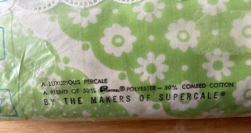 Vtg Wamsutta Ultracale Full Double Flat Sheet Green Floral 50/50 - Picture 3 of 9