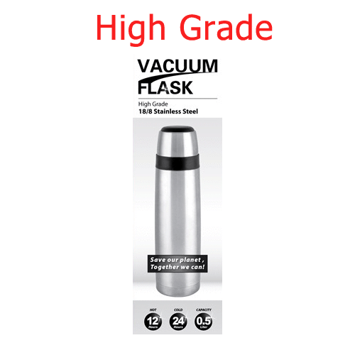 500ML STAINLESS STEEL VACUUM FLASK THERMOS - KEEP DRINK HOT OR COLD 12 HOURS - Picture 2 of 2