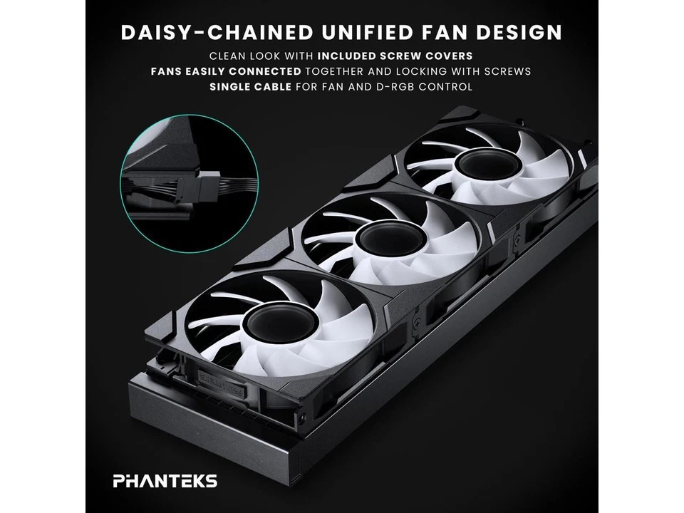 Phanteks Glacier One 360M25 G2 AIO Liquid CPU Cooler, Black, RGB Pump Cap - Image 3 of 4