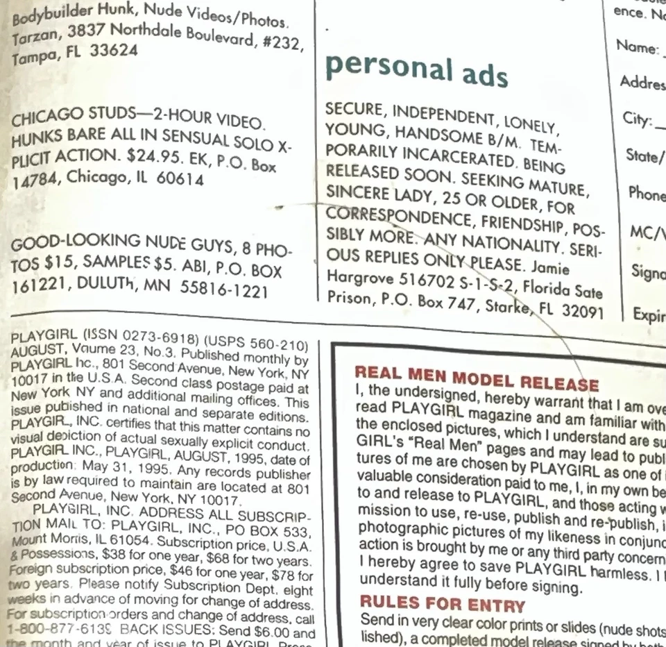 PLAYGIRL August 1995 KEITH RICHARDS PETER STEELE TYPE O NEGATIVE*Read Details* Foto 2 de 4