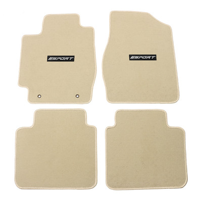 For 02-06 Toyota Camry Beige Nylon Floor Mat Carpet Front & Rear w/ White Sport