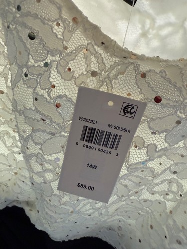 Connected Dress 14W Black Ivory Sequin Stretch Party Wedding Cruise NWT 100.00 - Picture 5 of 15