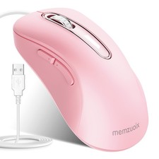 Pink Wired USB Computer Mouse 1400 DPI Mobile Optical Ergonomic 5FT Cord Mac