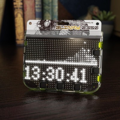 Pimoroni Blinky 2350 Badgeware Badge, LED-Matrix 872 LEDs, RP2350, Wi-Fi, BT,