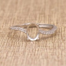 925 Sterling Silver 7x9mm Oval Semi Mount Prong Ring-Blank For Gemstone Setting