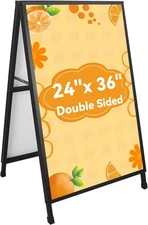 Heavy Duty A-Frame Sign 24x36 Inch Double-Sided Sidewalk Sign, Foldable Metal