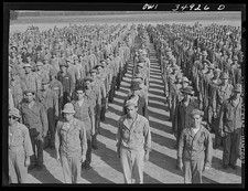 Photo:WWII 1940s Soldiers Formation Military Camp Muster Assembly