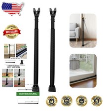 Heavy Duty Door Stopper Security Bar 2 Pack 40 Adjustments Matte Black