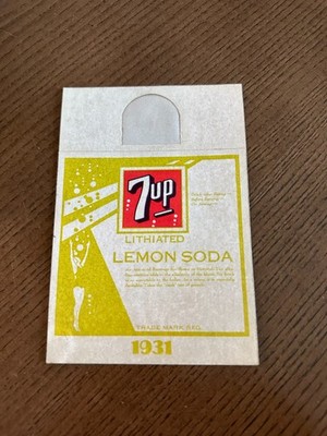RARE HTF 7 Up Lithiated Lemon Soda Vintage Bottle Label Sticker 1931 3.5 x 4.5''