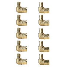 10 Pack XFITTING 3/4" Pex B X 1/2" Pex Reducing Elbow Brass Crimp Fittings